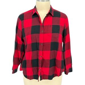 Old Navy The Classic Shirt Red Buffalo Plaid 100% Cotton XXL